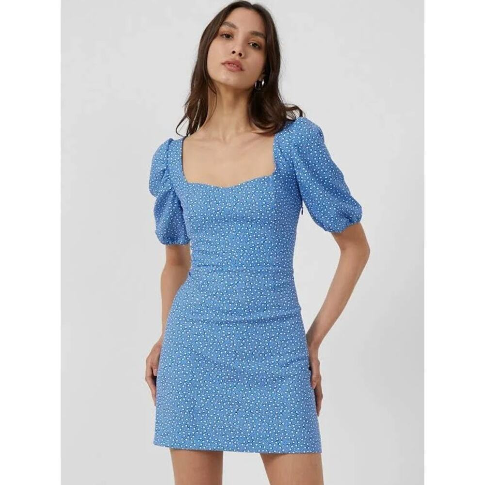 French Connection Elao Whisper Blue Floral Mini Dress Size 2 NEW NWT